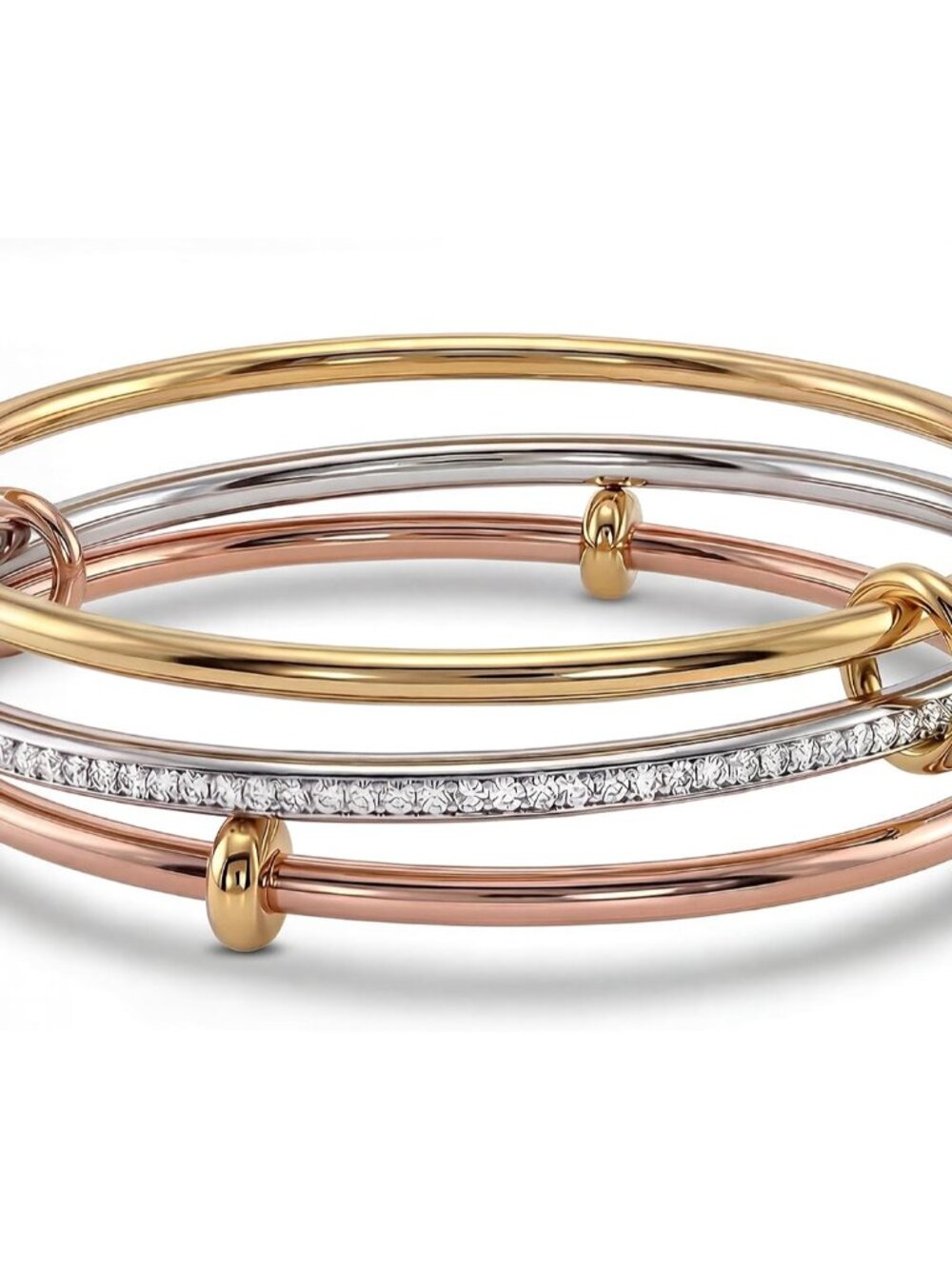 Stylish Waterproof Tri-Tone Bangles Bracelet Set - Perfect for Gifting Women